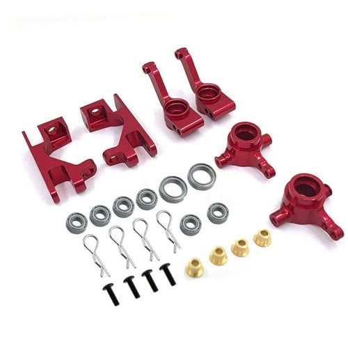 1 Set Metall Caster Block Lenkung Block C Typ Hub Achsschenkel Halterung Mit Kugellager for Traxxas for Slash 4X4 1/10 RC Auto Teile(Rood) von DAIHAOEE