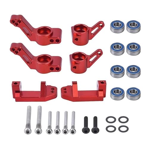 1 Set Metall Front Caster Block Lenkung Block Hinten Achsschenkel Halterung Kit for 1/10 for Traxxas 2WD for Slash for Stampede for Rustler RC Auto Teil(Red 1 Set) von DAIHAOEE