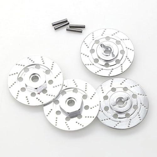 4 stücke Metall Bremsscheibe Rad Hex Hub Adapter 12mm for Tamiya TT01 TT02 HPI HSP 94123 for Sakura D4 1/10 RC On Road Racing Auto(Silver) von DAIHAOEE