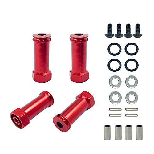 DAIHAOEE 1 Set 30mm Adapter Erweiterte Combiner Koppler 12mm Rad Hex Hub Stick Adapter for Wltoys 144001 124019 A959 RC Auto Teile(Rood) von DAIHAOEE