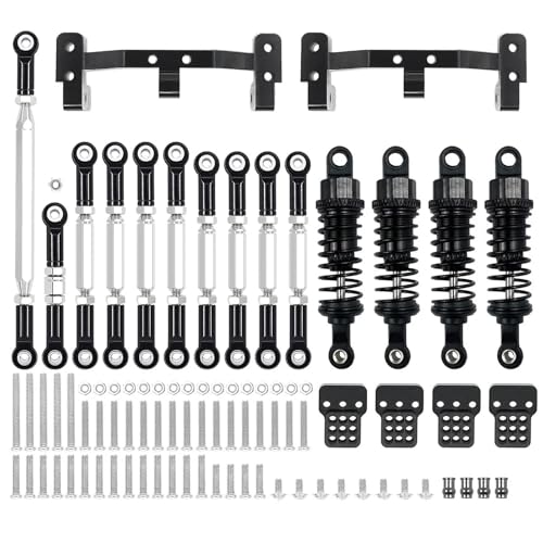 DAIHAOEE 1 Set Metall Chassis Link Rod Spurstange Montage Halterung Stoßdämpfer Kit for MN D90 MN99S for WPL C14 c24 RC Auto Upgrade Teile(Black for MN) von DAIHAOEE