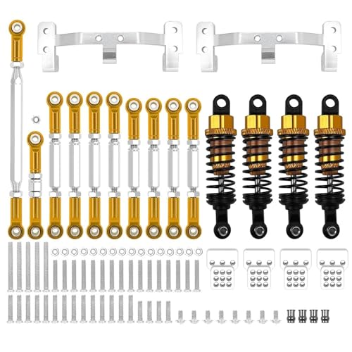 DAIHAOEE 1 Set Metall Chassis Link Rod Spurstange Montage Halterung Stoßdämpfer Kit for MN D90 MN99S for WPL C14 c24 RC Auto Upgrade Teile(Golden for MN) von DAIHAOEE