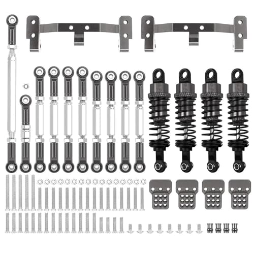 DAIHAOEE 1 Set Metall Chassis Link Rod Spurstange Montage Halterung Stoßdämpfer Kit for MN D90 MN99S for WPL C14 c24 RC Auto Upgrade Teile(Gray for MN) von DAIHAOEE