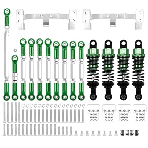 DAIHAOEE 1 Set Metall Chassis Link Rod Spurstange Montage Halterung Stoßdämpfer Kit for MN D90 MN99S for WPL C14 c24 RC Auto Upgrade Teile(Green for MN) von DAIHAOEE