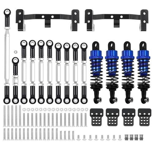 DAIHAOEE 1 Set Metall Chassis Link Rod Spurstange Montage Halterung Stoßdämpfer Kit for MN D90 MN99S for WPL C14 c24 RC Auto Upgrade Teile(Navy for MN) von DAIHAOEE