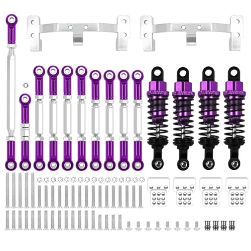 DAIHAOEE 1 Set Metall Chassis Link Rod Spurstange Montage Halterung Stoßdämpfer Kit for MN D90 MN99S for WPL C14 c24 RC Auto Upgrade Teile(Purple for WPL) von DAIHAOEE