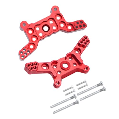 DAIHAOEE 2 Stücke for Mjx for Hyper Go 14209 14210 Metall Vorne Hinten Stoßdämpfer Turm Stoßdämpfer Halterung Montieren Fernbedienung Auto Aluminium Upgrade Teile(Rood) von DAIHAOEE