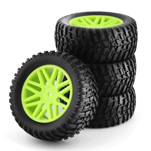 DAIHAOEE 4 Stück 1/10 Short Course Truck Reifen Reifen Rad 12 mm Sechskant 95 mm Teile for HSP 15502 94107 94170 94155 94177 HPI RC Auto(Green) von DAIHAOEE