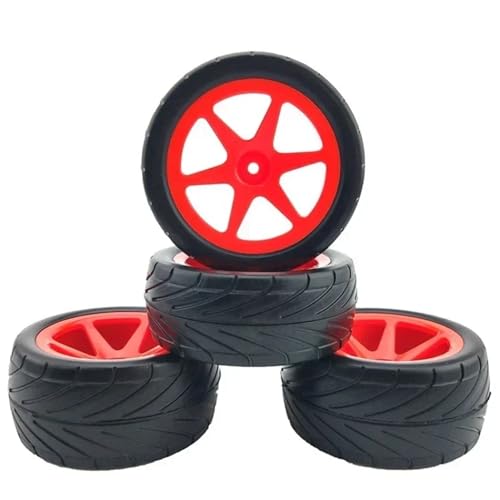 DAIHAOEE 4 Stück for 1/10 Geländewagenreifen for HPI WR8 for Running Broker Straßenreifen for Platten Laufreifen LC 1/10 Geländewagen(Rood) von DAIHAOEE