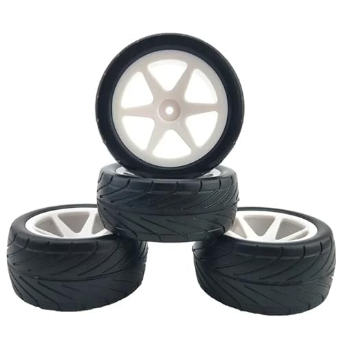 DAIHAOEE 4 Stück for 1/10 Geländewagenreifen for HPI WR8 for Running Broker Straßenreifen for Platten Laufreifen LC 1/10 Geländewagen(White) von DAIHAOEE