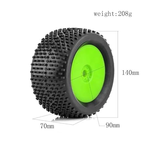 DAIHAOEE 4 stücke 140mm 1/8 RC Racing Auto Off-Road Buggy Reifen Rad 17mm Hex for ARRMA Trxs for Redcat Team Losi for Kyosho VRX HPI WR8 HSP for Hobao(White) von DAIHAOEE