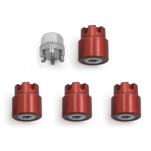 DAIHAOEE 4PCS M2 Radmuttern Kappe Verriegelung Naben Hex Einsatz Kontermutter for 1/24 for Axial SCX24 for Riegel for Jeep for Gladiator for Ford Bronco Teile(Rood) von DAIHAOEE