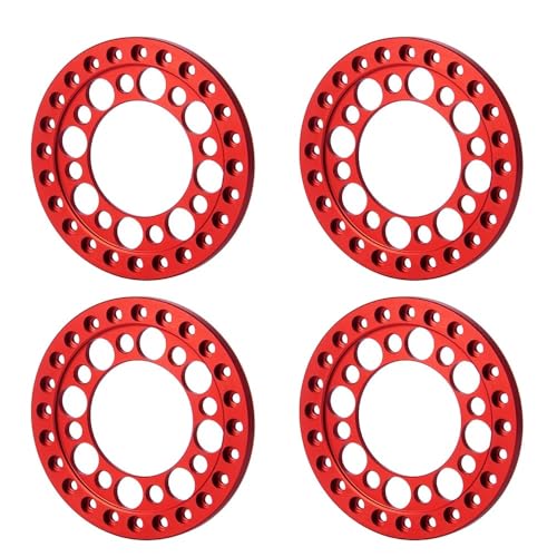 DAIHAOEE 4PCS RC Auto Rad Ringe for 1,9 & 2,2 for Beadlock Räder Felge 1/10 RC Crawler Axial SCX10 90046 for Wraith 90018 TRX4(1.9inch Red) von DAIHAOEE