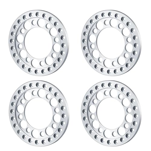 DAIHAOEE 4PCS RC Auto Rad Ringe for 1,9 & 2,2 for Beadlock Räder Felge 1/10 RC Crawler Axial SCX10 90046 for Wraith 90018 TRX4(1.9inch Silver) von DAIHAOEE