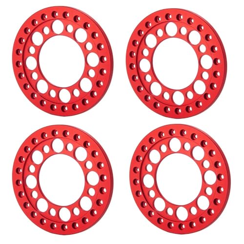 DAIHAOEE 4PCS RC Auto Rad Ringe for 1,9 & 2,2 for Beadlock Räder Felge 1/10 RC Crawler Axial SCX10 90046 for Wraith 90018 TRX4(2.2inch Red) von DAIHAOEE