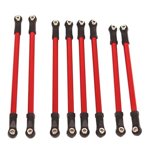 DAIHAOEE 8 Teile/los Aluminium Legierung Link Stange Unmontiert Kit 313 MM Radstand for 1/10 RC Auto Crawler Axial SCX10(Rood) von DAIHAOEE