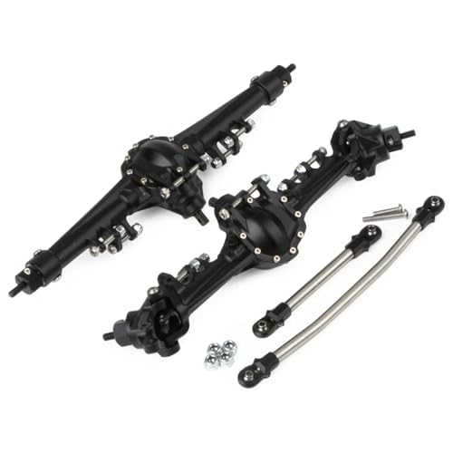 DAIHAOEE Integrierte CNC-Aluminium-Vorder-/Hinterachse mit optionalem Kegelrad for SOA-Halterung for 1/10 RC Crawler Rig for SCX10 II for Element for Enduro CC01(Front and Rear Black) von DAIHAOEE