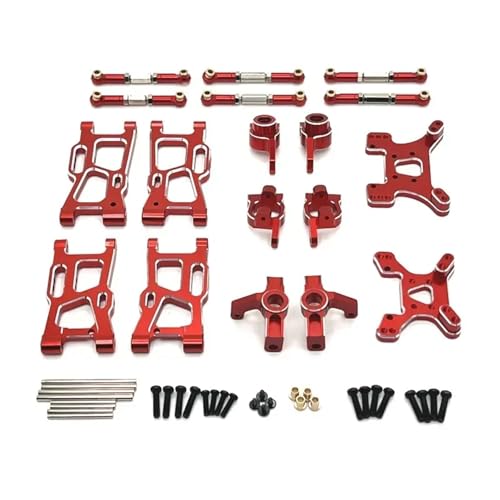 DAIHAOEE Metall Querlenker Lenkung Tasse Hub Carrier Shock Tower Link Tuningteile for Wltoys 124008 124016-17-18-19 144001-02-10(Rood) von DAIHAOEE