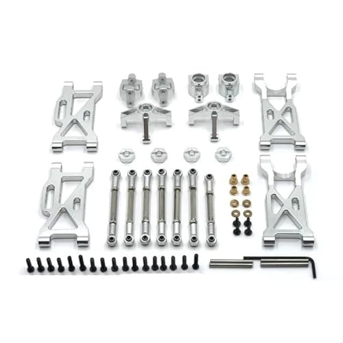 DAIHAOEE Metall Upgrade Spurstange Lenkung Cup Schaukel Arm 7 Stück Set for WLtoys 1/10 104001 104002 RC Auto Teile(Silver) von DAIHAOEE