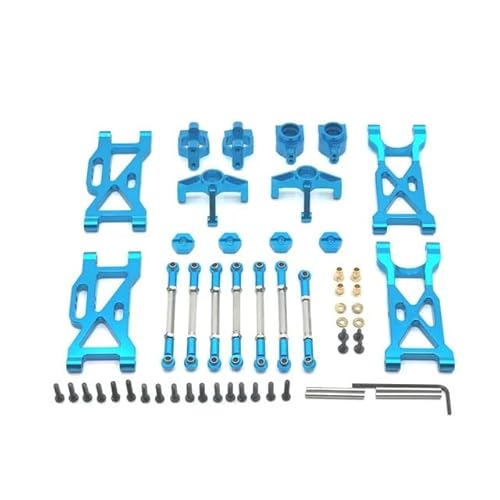 DAIHAOEE Metall Upgrade Spurstange Lenkung Cup Schaukel Arm 7 Stück Set for WLtoys 1/10 104001 104002 RC Auto Teile(Sky Blue) von DAIHAOEE