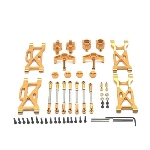 DAIHAOEE Metall Upgrade Spurstange Lenkung Cup Schaukel Arm 7 Stück Set for WLtoys 1/10 104001 104002 RC Auto Teile(Yellow) von DAIHAOEE