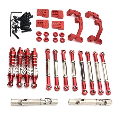 DAIHAOEE Metall-Upgrade Spurstange Stoßdämpfer Spurstangenhalter Set von sechs for Feiyu FY003-5A for WPL C14 C24 1/16 RC Autoteile(Rood) von DAIHAOEE