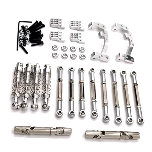 DAIHAOEE Metall-Upgrade Spurstange Stoßdämpfer Spurstangenhalter Set von sechs for Feiyu FY003-5A for WPL C14 C24 1/16 RC Autoteile(Silver) von DAIHAOEE