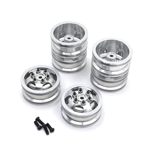 DAIHAOEE Metall-Upgrade vorne, einzeln, hinten, Doppelradnabe for WPL C14 C24 B14 B16 B24 B36 for HengLong for FeiYu for JJRC RC Autoteile(Silver) von DAIHAOEE