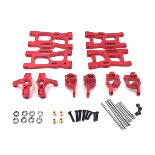 DAIHAOEE Metall-Upgrades Schwingarm-Lenkschalenlager 6er-Pack for Wltoys 144010 144001 144002 124016 124017 124018 124019 RC-Autoteile(Rood) von DAIHAOEE