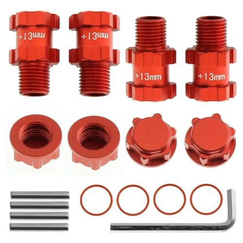 DAIHAOEE RC Car Breiteres 13-mm-Adapter-Kit Konvertieren Sie 14 mm in 17 mm Sechskant for Arrma1/10 for Granite Senton for Typhon RC Car DIY Upgrade-Zubehör(Rood) von DAIHAOEE