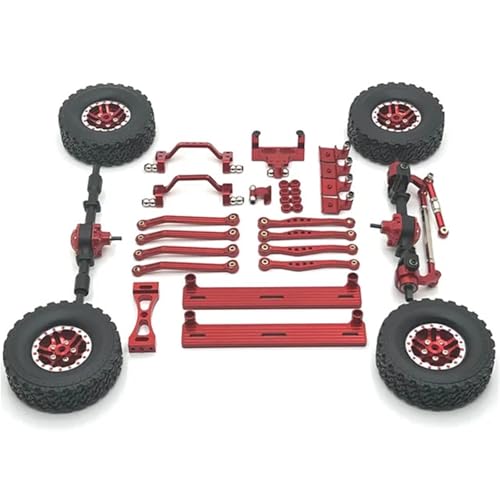 DAIHAOEE Verwendet for WPL 1/16 C64 RC Autoteile. Verbessertes Metall-Pedal-Rad-Naben-Zugstangen-Aufhängungsrahmen-Ruder-Basis-Set(Rood) von DAIHAOEE