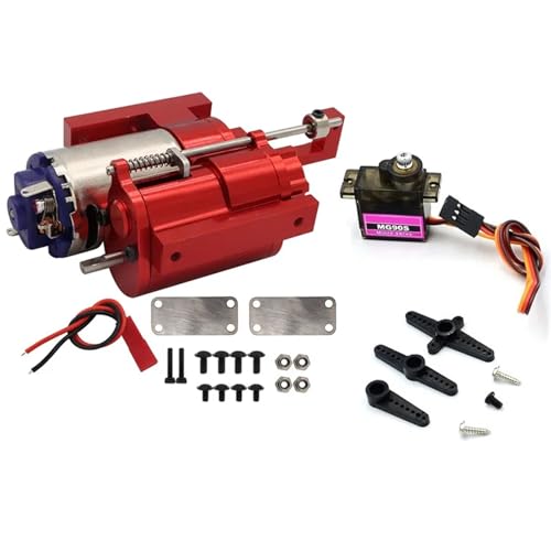 DAIHAOEE Vollmetall-2-Gang-Getriebe der DREI Generationen mit Servo for WPL B1 B14 B24 C14 C24 for MN D90 D91 MN96 1/12 RC-Autoteile(Red with servo) von DAIHAOEE