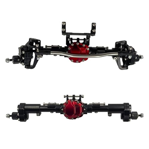 DAIHAOEE for Axial Scx10 Ii 2 Upgrades Teile Metallic Körper Portal Vorder- Und Hinterachse Set for 1/10 90046 90047 Scx10 I RC Auto Zubehör(Bk Front Rear Axle) von DAIHAOEE