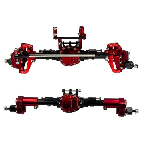 DAIHAOEE for Axial Scx10 Ii 2 Upgrades Teile Metallic Körper Portal Vorder- Und Hinterachse Set for 1/10 90046 90047 Scx10 I RC Auto Zubehör(Red Front Rear Axle) von DAIHAOEE