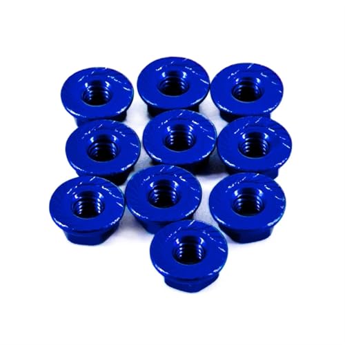 DAIHAOEE for Axial Scx10 Upgrades Teile Metallic Aluminium Legierung Flansch Kontermutter M4 Mehrfarbige Achse for 1/10 TRX4 Scania Rc Auto Zubehör(Dark Blue 10pcs) von DAIHAOEE