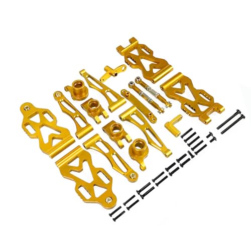 DAIHAOEE for SCY RC Auto 16101 16102Pro 16103 Upgrade Metallteile Zubehör Aluminiumlegierung Querlenker Rad Sitz Lenkbechersatz(Gold) von DAIHAOEE