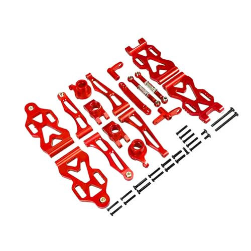 DAIHAOEE for SCY RC Auto 16101 16102Pro 16103 Upgrade Metallteile Zubehör Aluminiumlegierung Querlenker Rad Sitz Lenkbechersatz(Rood) von DAIHAOEE