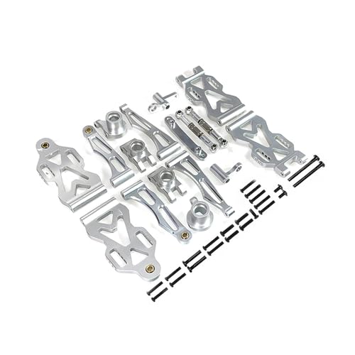 DAIHAOEE for SCY RC Auto 16101 16102Pro 16103 Upgrade Metallteile Zubehör Aluminiumlegierung Querlenker Rad Sitz Lenkbechersatz(Silver) von DAIHAOEE