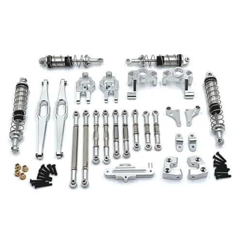 DAIHAOEE for WLtoys 1/12 12429 RC Auto Ersatzteile Metall Upgrade Fernlicht Hydraulische Stoßdämpfer Zugstange Lenkbecher 10-teiliges Set(Silver) von DAIHAOEE