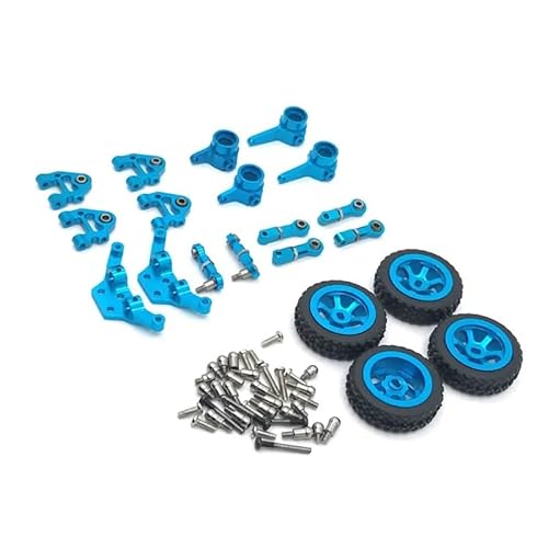 DAIHAOEE for WLtoys 1/28 P929 P939 K969 K979 989 RC Auto Autoteile Upgrade Lenkbecher Schwinge Stoßdämpfer Lenkstange Drift Radnabe(Sky Blue) von DAIHAOEE