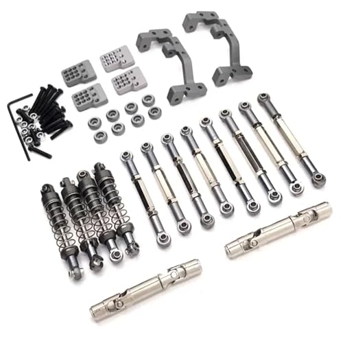 DAIHAOEE for WPL C14 C24 C24-1 C54 Metall Chassis Link Stange Zugstange Montieren Stoßdämpfer Antriebswelle Set 1/16 RC Auto Upgrade Teile(Grey) von DAIHAOEE