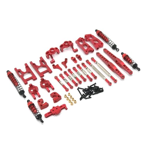 DAIHAOEE for Wltoys 12427 12428 12423 FY-03 1/12RC Auto Metall Verbesserte Ersatzteile, Lenkung Tasse, Schwinge, Körper Stange, Stoßdämpfer, etc(Rood) von DAIHAOEE