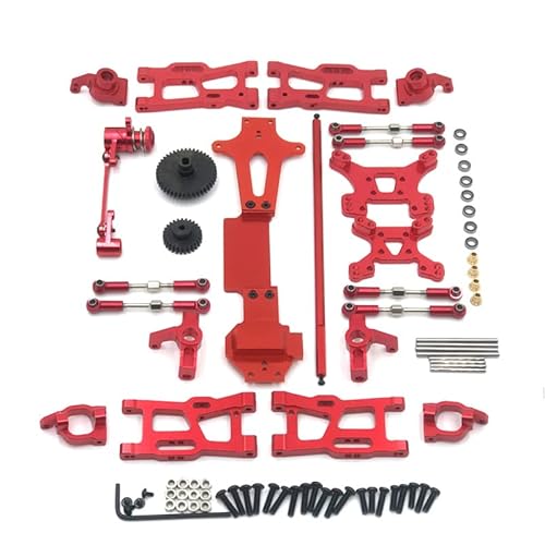 DAIHAOEE for Wltoys 144001 Metall-Tuningteile-Kits Schwingarm-Verbindungsstange Lenkblock for Wltoys 144001 144002 144010 1/14 RC-Autozubehör(Rood) von DAIHAOEE