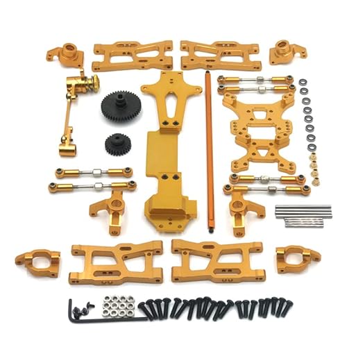 DAIHAOEE for Wltoys 144001 Metall-Tuningteile-Kits Schwingarm-Verbindungsstange Lenkblock for Wltoys 144001 144002 144010 1/14 RC-Autozubehör(Yellow) von DAIHAOEE