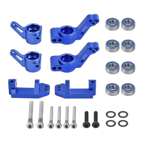 Metall Vorderer Nachlaufblock Lenkblöcke Hinterer Achsschenkel Träger Kit for 1/10 for Traxxas 2WD Slash Stampede Rustler Teile(Blauw) von DAIHAOEE