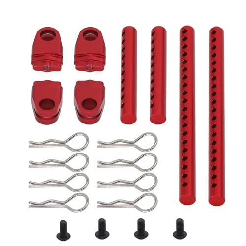 Metallmontierte Karosseriepfostenhalterungen Autoschale mit R-Clips Befestigungssäulenteilmodell for RC Tamiya TT02 TT-02 Upgrade-Teile(Rood) von DAIHAOEE