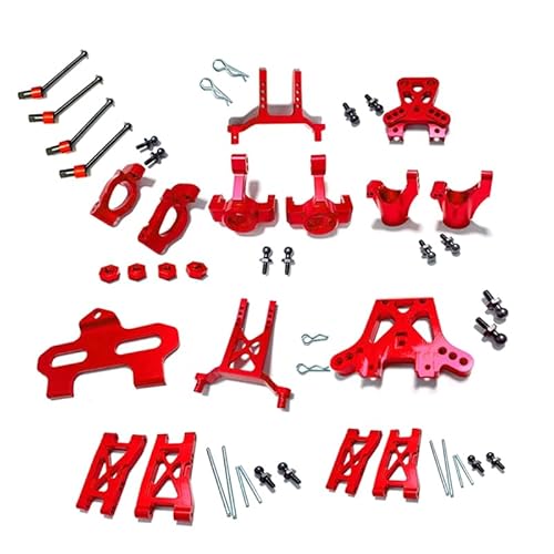 Neues Metall-Upgrade-Teileset, Nachlaufblöcke, Lenkblöcke, Querlenker for Traxxas, for Latrax, for Teton 1/18 RC-Autoteile, Zubehör(Rood) von DAIHAOEE