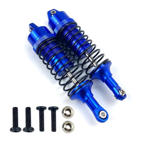 RC Auto Aluminium Legierung Vorne/Hinten Stoßdämpfer Voll Metall Große Bohrung for Traxxas 727 1/10 for Slash 4x4 RC LKW Zubehör(Blue Front) von DAIHAOEE