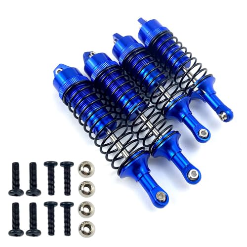 RC Auto Aluminium Legierung Vorne/Hinten Stoßdämpfer Voll Metall Große Bohrung for Traxxas 727 1/10 for Slash 4x4 RC LKW Zubehör(Blue Front Rear) von DAIHAOEE