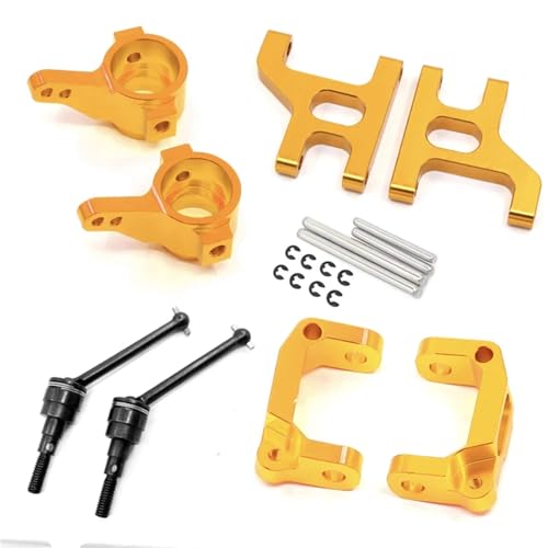 RC Cars Teile Vorderer C-Hub-Träger (L/R) Untere Aufhängungsarme Knuckle Arm Pfosten Universal Driven Dogbone for 1/10 for Tamiya CC01(Gold Yellow) von DAIHAOEE